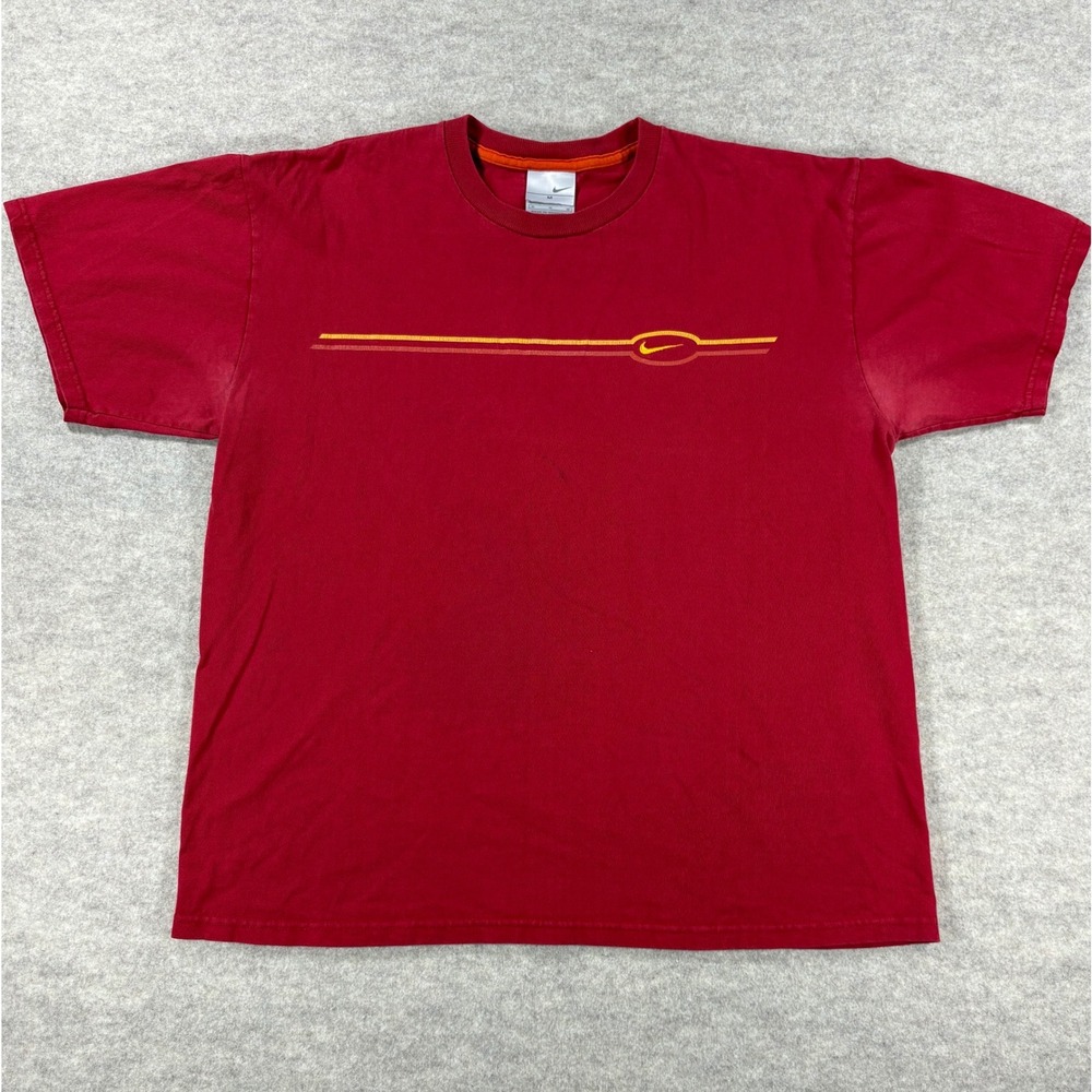Nike Mens Vintage Graphic Swoosh T-Shirt Red Short Sleeve Size M 0255